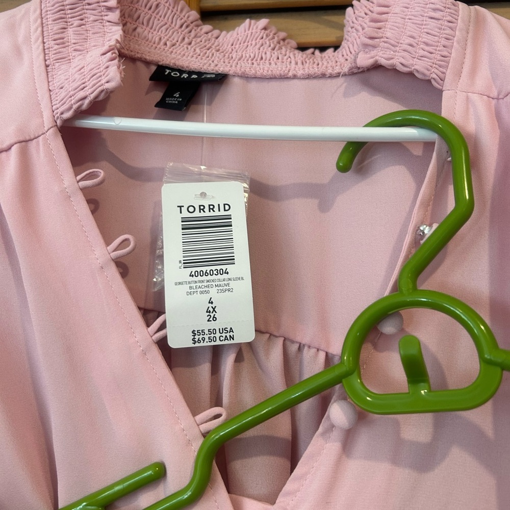 Torrid Georgette Button Front in bleached mauve